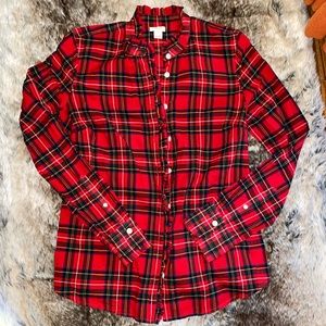 J. Crew tartan blouse